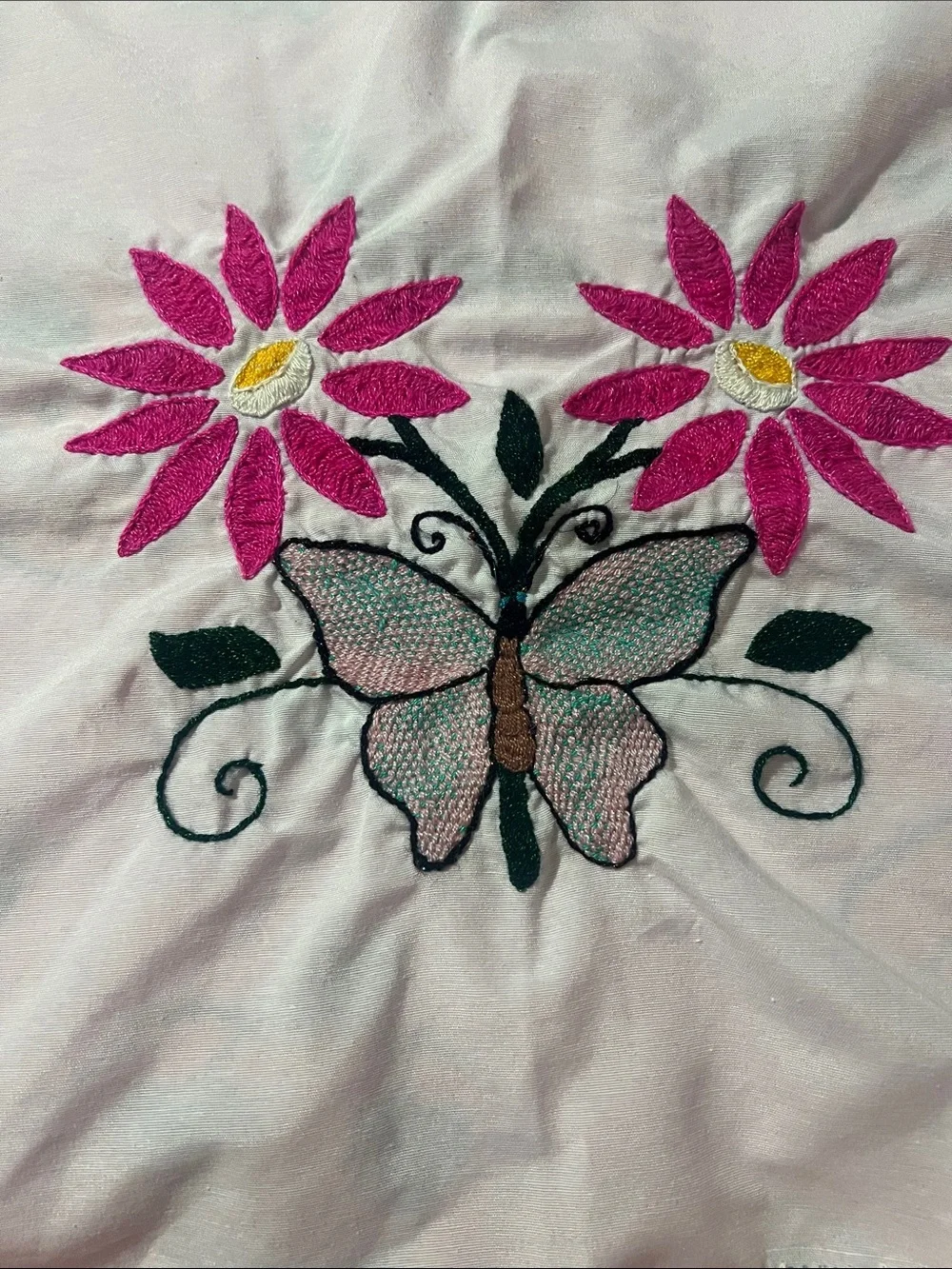 Hand Embroidered Mexican Tortilla Warmer - Floral Butterfly